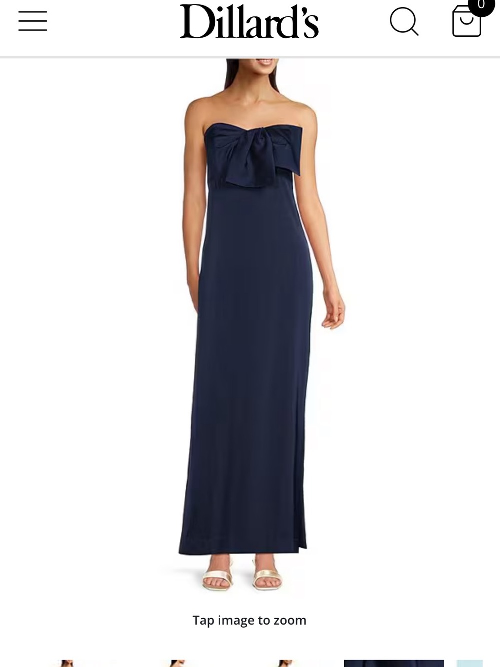 Lilly Pulitzer Navy Strapless Gown with Front Bow